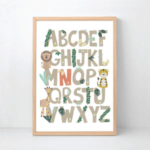 Alphabet Jungle Personalised Print - Boys wall art - Happy Joy Decor