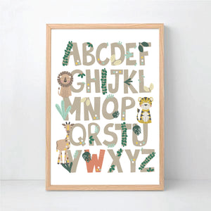 Alphabet Jungle Personalised Print - Boys wall art - Happy Joy Decor