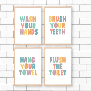 Kids Bathroom Printable Art Set - Instant download - Happy Joy Decor