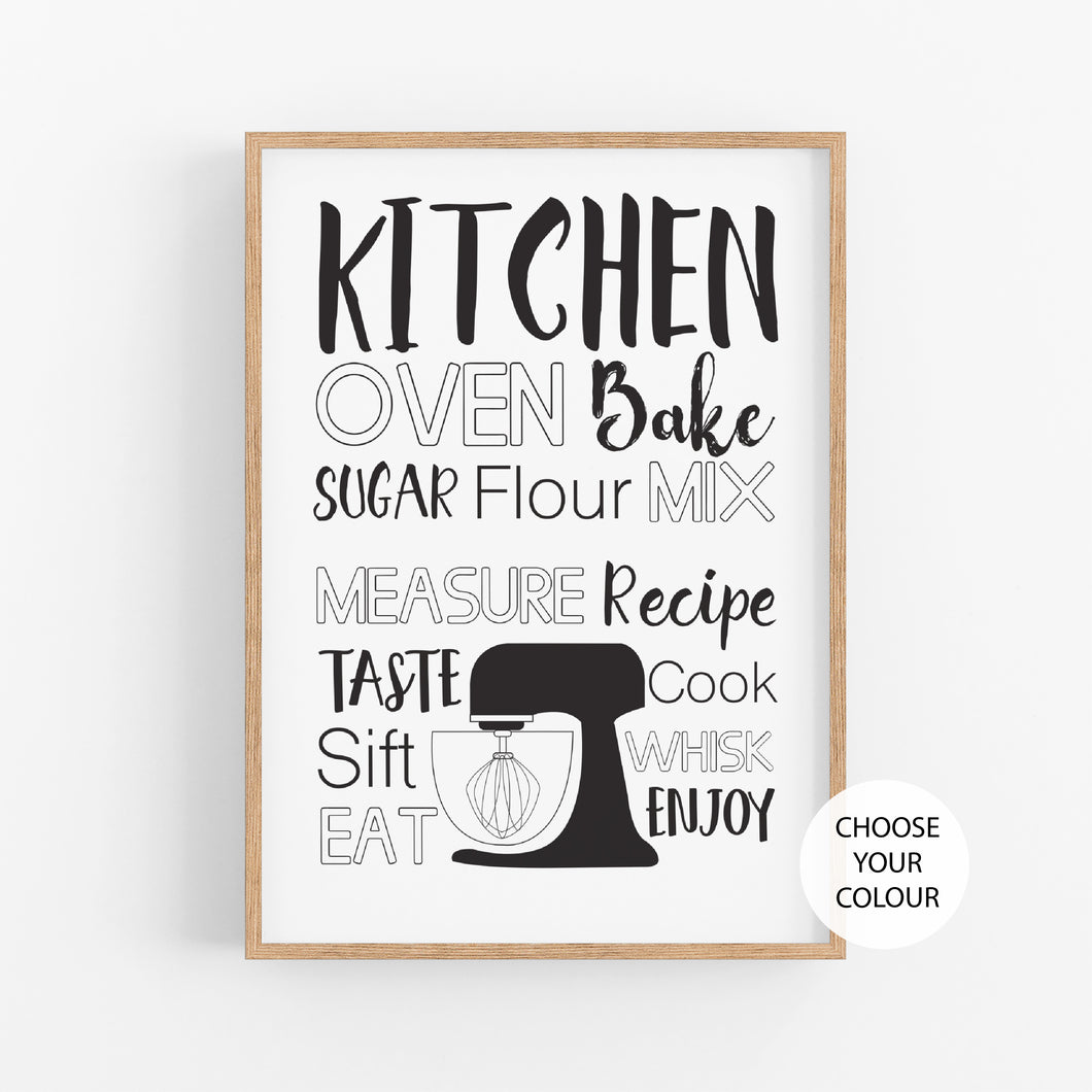 Custom Colour Kitchen Art Print - Happy Joy Decor