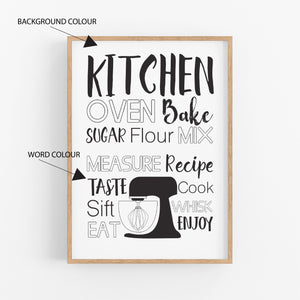 Custom Colour Kitchen Art Print - Happy Joy Decor