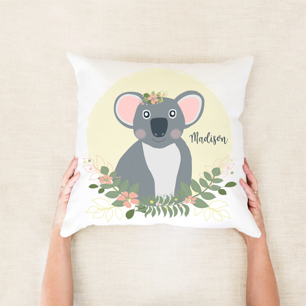 Koala personalised lemon kid's cushion - Happy Joy Decor