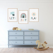 Load image into Gallery viewer, Let&#39;s Just Play Wall Art Set - Playroom Prints - Happy Joy Decor
