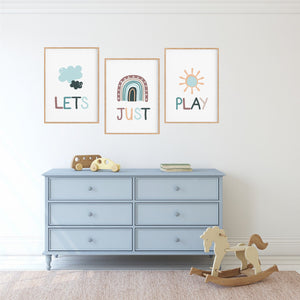 Let's Just Play Wall Art Set - Playroom Prints - Happy Joy Decor