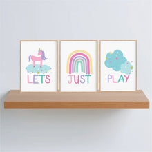 Load image into Gallery viewer, Lets Just Play Unicorn Instant Download Set of 3 - Happy Joy Decor
