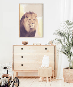 Neutral Lion Photo Print - Happy Joy Decor