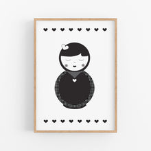 Load image into Gallery viewer, Babushka Heart Print - monochrome kids prints - Happy Joy Decor
