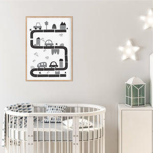 Monochrome Traffic Print - Playroom Wall prints - Happy Joy Decor