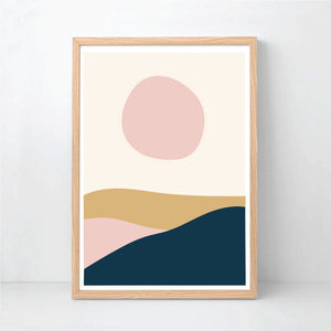 Navy Pink Abstract Sunset Printable Set - Happy Joy Decor