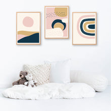 Load image into Gallery viewer, Navy Pink Abstract Sunset Printable Set - Happy Joy Decor
