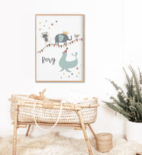Load image into Gallery viewer, Neutral Circus Animal Personalised Print - Neutral Nursery Personalised Wall prints - Happy Joy Decor
