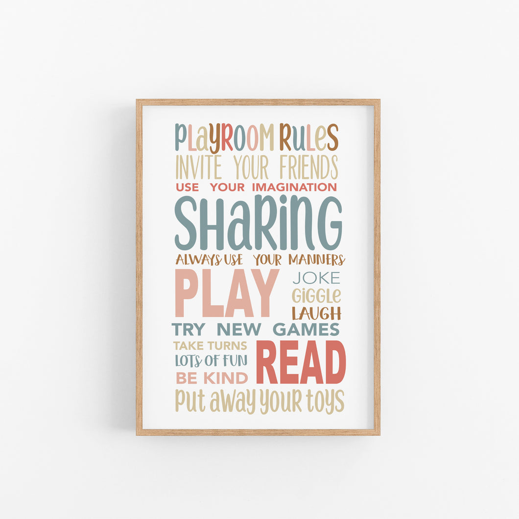 Neutral Playroom Rules Instant Download Print