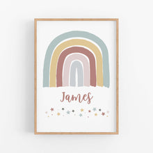 Load image into Gallery viewer, Neutral Rainbow Personalised Print - Neutral Nursery Personalised Wall prints - Happy Joy Decor
