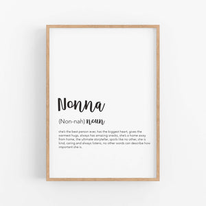 Nonna Definition Print - Gifts for Grandparents - Happy Joy Decor