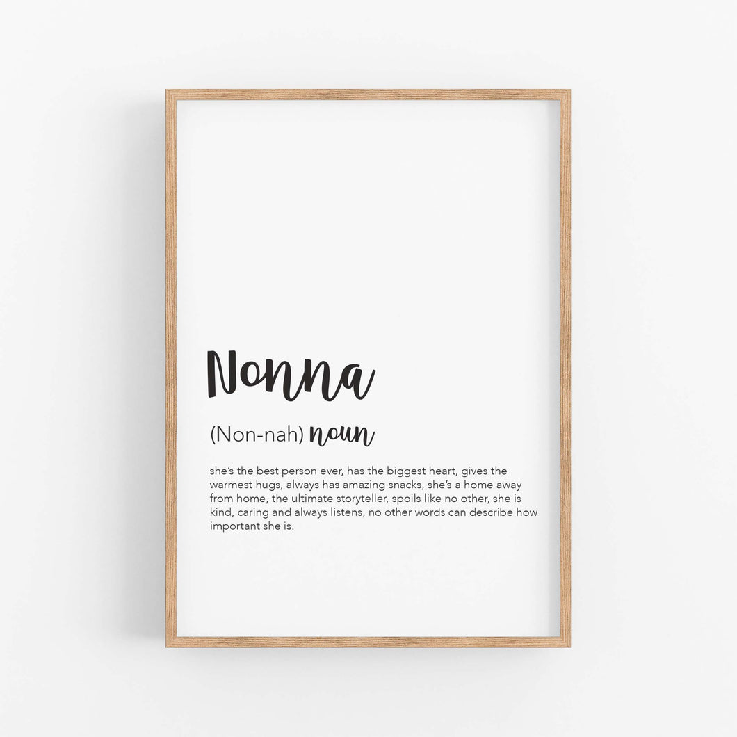 Nonna Definition Print - Gifts for Grandparents - Happy Joy Decor