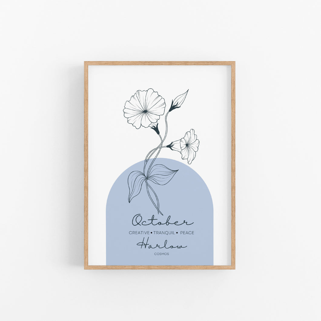 October Birth Flower Print