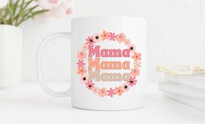 Peach Pink Floral Wreath Mama png Sublimation - Happy Joy Graphics