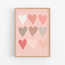 Load image into Gallery viewer, Peach Hearts Print - Girls Nursery Prints - Happy Joy Decor
