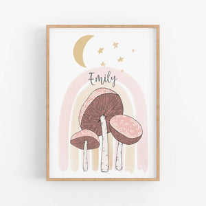 Mushroom Rainbow Personalised Print - Happy Joy Decor