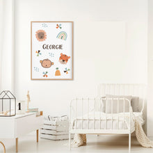 Load image into Gallery viewer, Baby Jungle Animal Personalised Print - Personalised Nursery Prints - Happy Joy Decor
