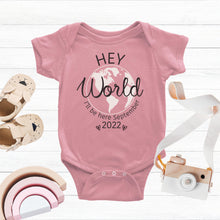 Load image into Gallery viewer, Hey World Baby Announcement Bodysuit
