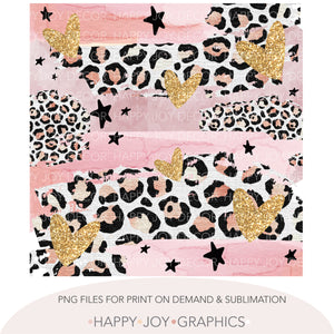 Pink Leopard Gold Glitter Heart Digital Paper png
