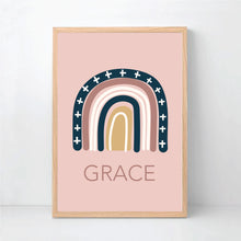 Load image into Gallery viewer, Pink &amp; Navy Personalised Rainbow Print Set
