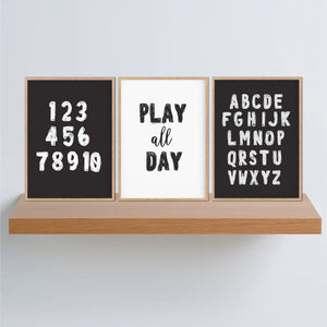 Black & White Playroom Instant Download Set of 3 - Happy Joy Decor