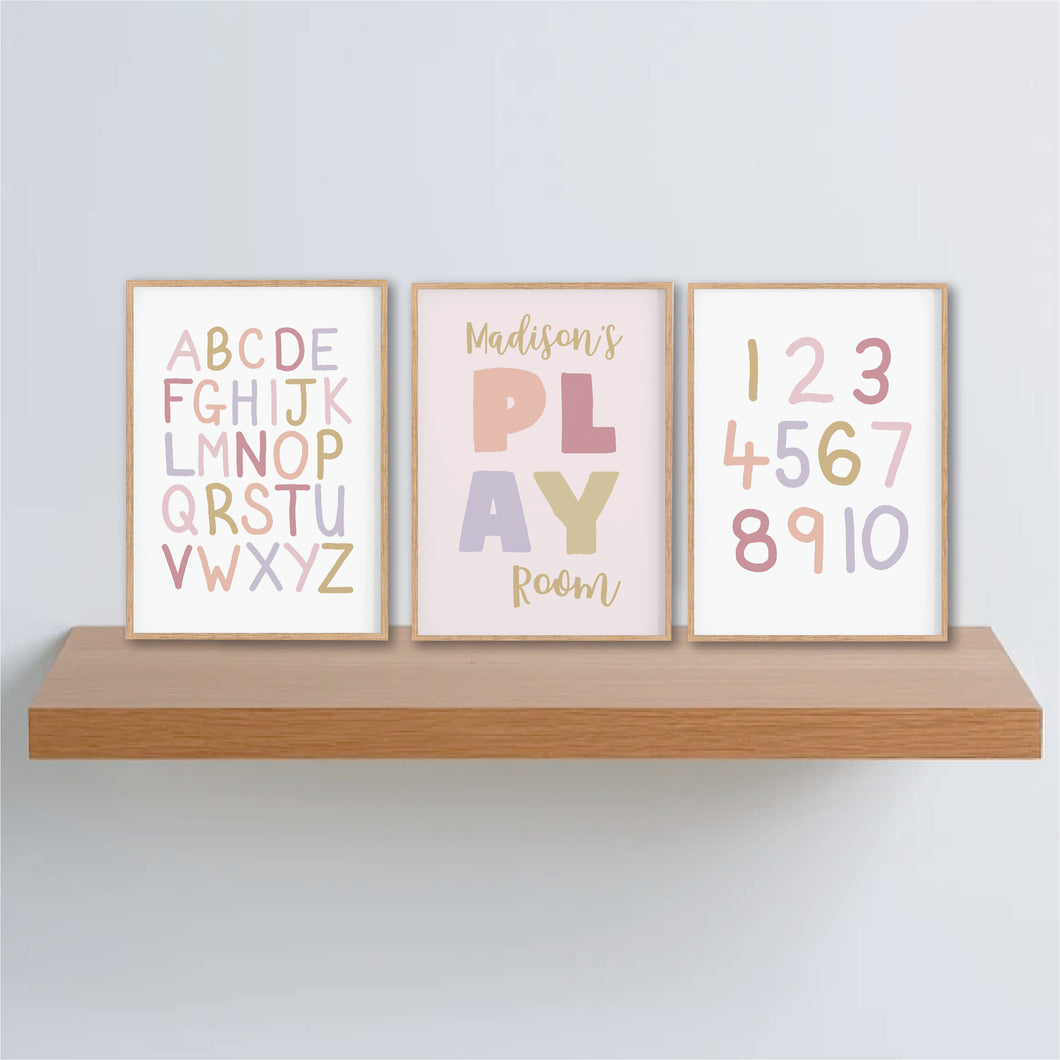 girls playroom posters - personalised girls prints - Happy Joy Decor