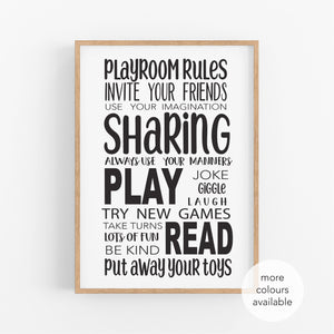 Playroom Rules Wall Print - Happy Joy Decor