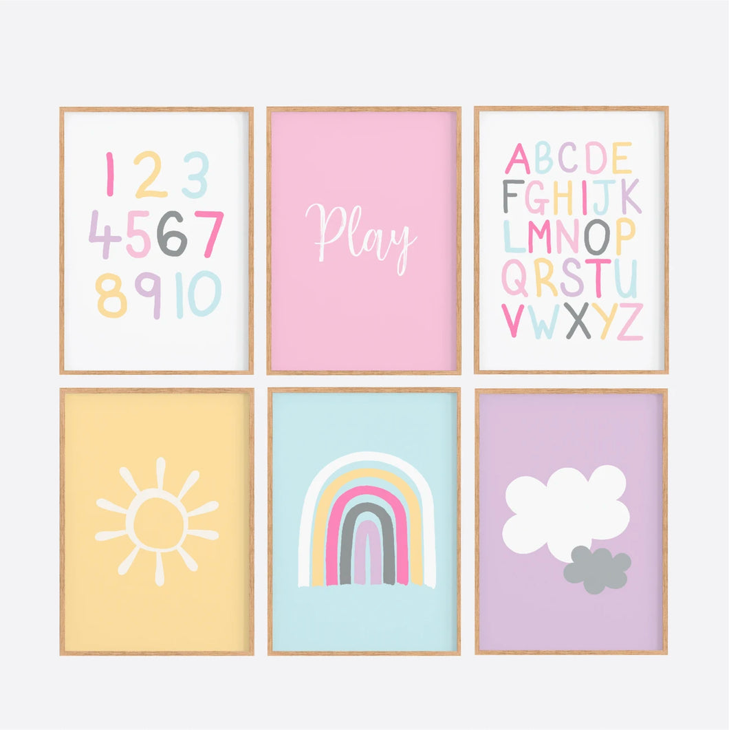 Pastel Playroom Set of 6 instant download - Happy Joy Decor