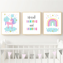 Load image into Gallery viewer, Rainbows &amp; Unicorn Instant Download - Girls Bedroom Nursery Printables - Happy Joy Decor
