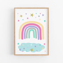 Load image into Gallery viewer, Rainbows &amp; Unicorn Print Set - Girls Bedroom Nursery Prints - Happy Joy Decor
