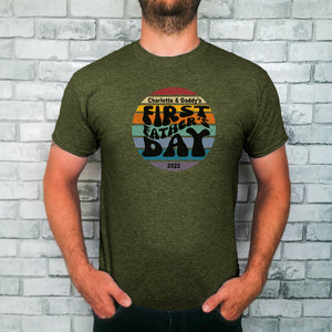 Retro Circle First Father's Day Personalised T-shirt - Happy Joy Decor