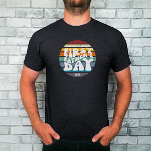 Retro Circle First Father's Day Personalised T-shirt - Happy Joy Decor