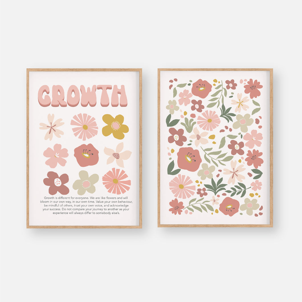 Flower Market Print Growth Mindset Instant Download Set Of 2 - Happy Joy Decor