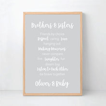 Load image into Gallery viewer, Siblings Personalised Print - Family Prints - Happy Joy Decor
