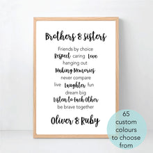 Load image into Gallery viewer, Siblings Personalised Print - Family Prints - Happy Joy Decor
