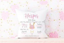 Load image into Gallery viewer, Floral Bunny Birth Stat Cushion
