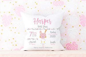Floral Bunny Birth Stat Cushion