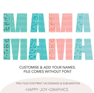 Summer Leopard Mama Customizable png Template - Happy Joy Graphics