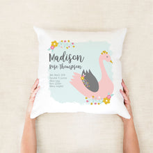 Load image into Gallery viewer, Swan Birth Stat Cushion
