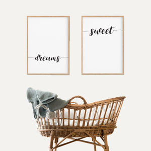 Sweet Dreams Print Set - Neutral Nursery Prints - Happy Joy Decor
