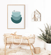 Load image into Gallery viewer, Blue Abstract Half Circle Personalised Print - Happy Joy Decor
