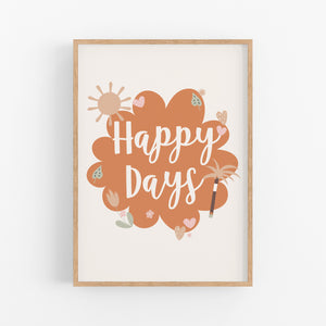 Happy Days Print Set - Terracotta Kids Prints - Happy Joy Decor