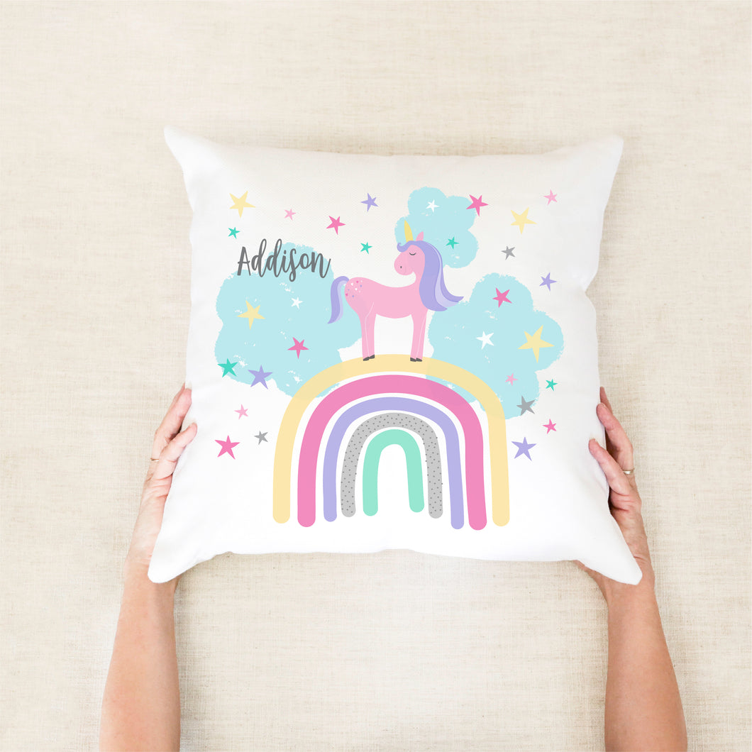 Rainbow Unicorn Personalised Cushion
