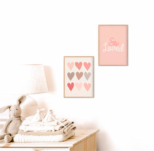 Neutral Hearts Print - Girls Nursery Prints - Happy Joy Decor