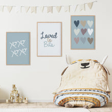 Load image into Gallery viewer, Blue Loved To Bits Print - Boys Nursery Prints - Happy Joy Decor
