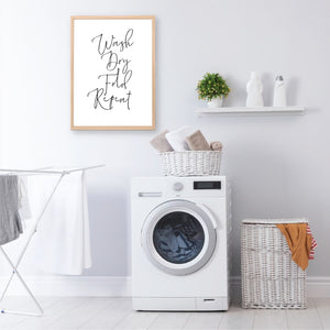 wash dry fold repeat - laundry prints - happy joy decor