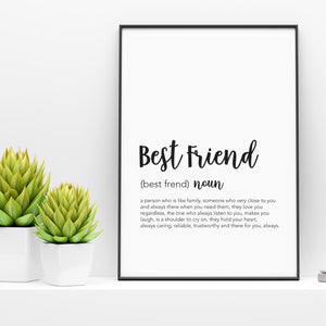 Best Friend Definition Print - Home Decor - Happy Joy Decor